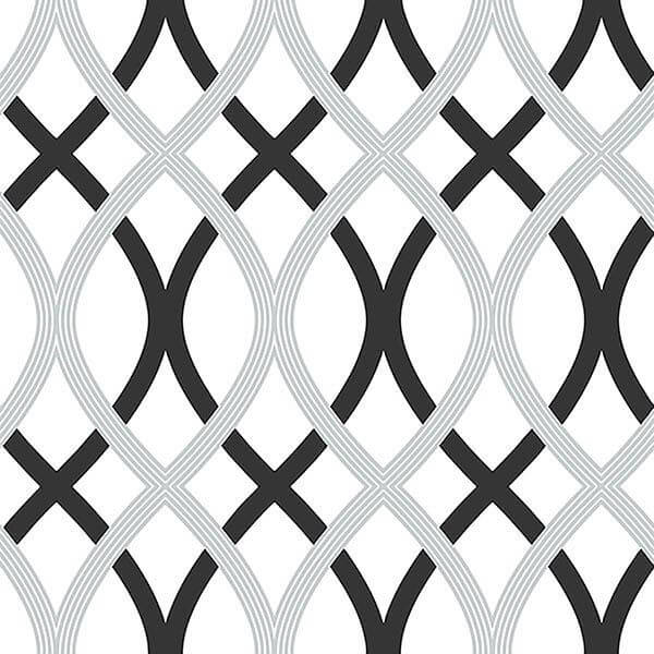 Black and Silver Lattice Peel and Stick Wallpaper - York Wallcoverings - NU1658 - York Wallcoverings Wallpaper