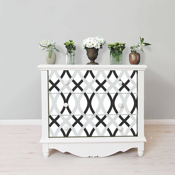Black and Silver Lattice Peel and Stick Wallpaper - York Wallcoverings - NU1658 - York Wallcoverings Wallpaper