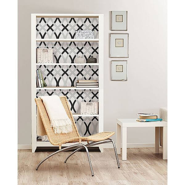 black-and-silver-lattice-peel-and-stick-wallpaper-york-wallcoverings-nu1658 - York Wallcoverings Wallpaper