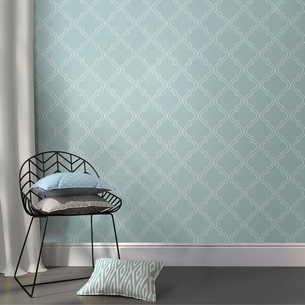 Slate Blue Quatrefoil Peel and Stick Wallpaper - York Wallcoverings - NU1826 - York Wallcoverings Wallpaper