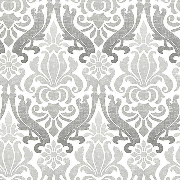 Grey Nouveau Damask Peel and Stick Wallpaper - York Wallcoverings - NU1827 - York Wallcoverings Wallpaper