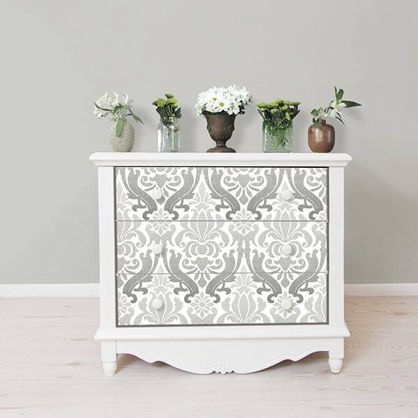 Grey Nouveau Damask Peel and Stick Wallpaper - York Wallcoverings - NU1827 - York Wallcoverings Wallpaper