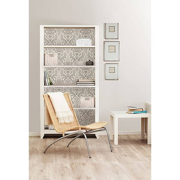 Grey Nouveau Damask Peel and Stick Wallpaper - York Wallcoverings - NU1827 - York Wallcoverings Wallpaper