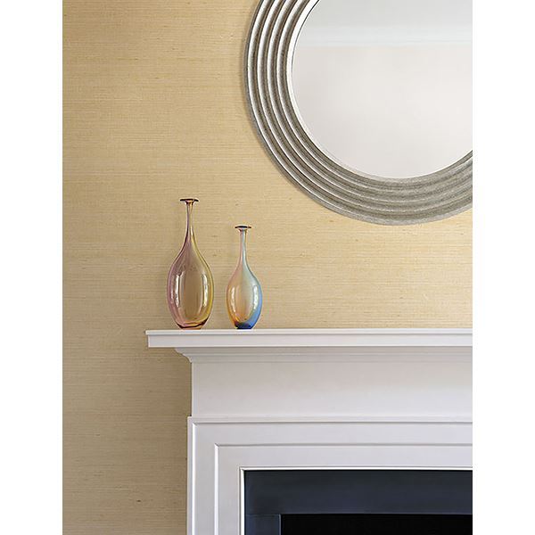 Klaudia Champagne Foil Grasscloth - Brewster Wallcovering