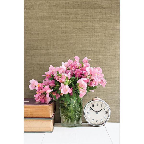 Ruslan Taupe Grasscloth - Brewster Wallcovering