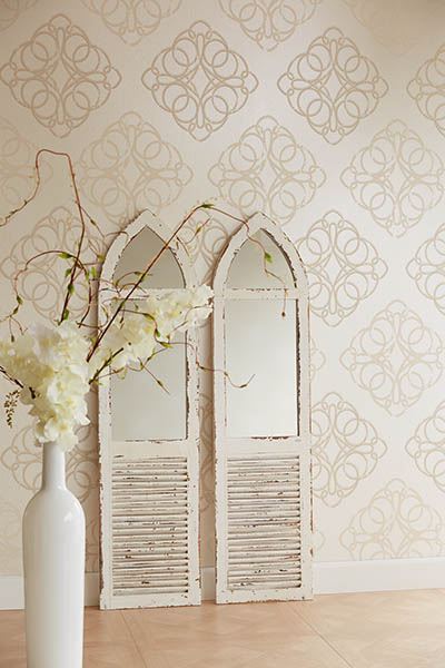 Mikhaila Pearl Medallion - Brewster Wallcovering