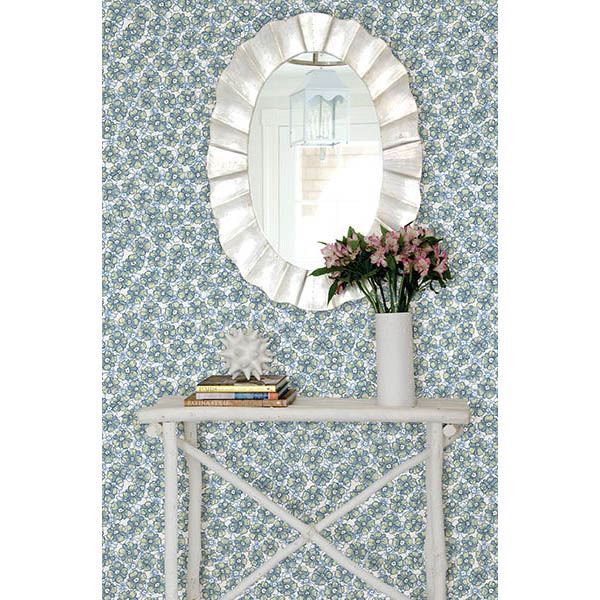 Allison Blue Floral - Brewster Wallcovering