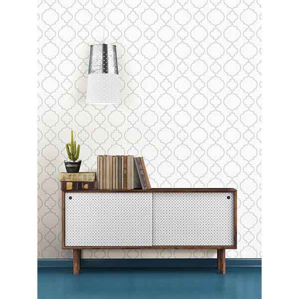 Desiree White Quatrefoil Wallpaper - York Wallcoverings - 2657-22259 - York Wallcoverings Wallpaper