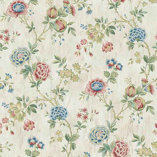 Chrysanthemum Ruby Jacobean - York Wallcoverings - CCB02211