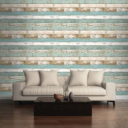 Scrap Wood Turquoise Weathered Texture - Brewster Wallcovering