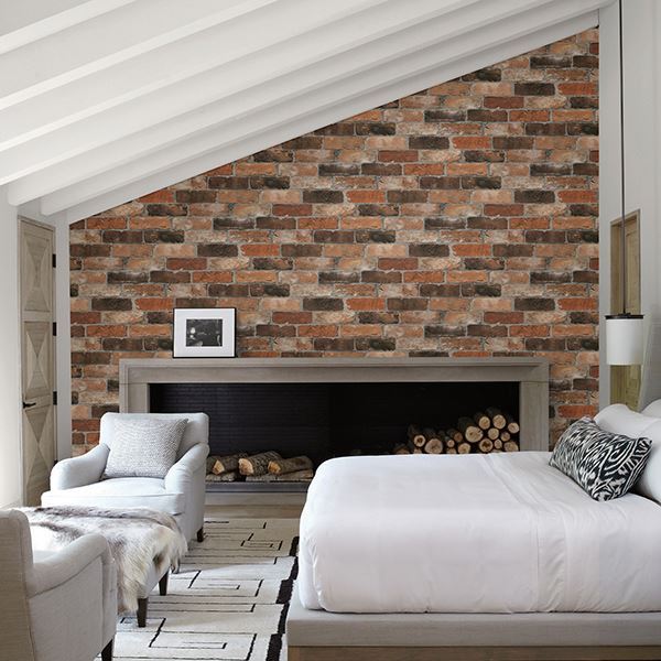 Reclaimed Bricks Orange Rustic  | Brewster Wallcovering - The WorkRm