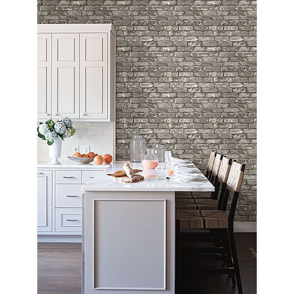 Chelsea Charcoal Brick  | Brewster Wallcovering - The WorkRm