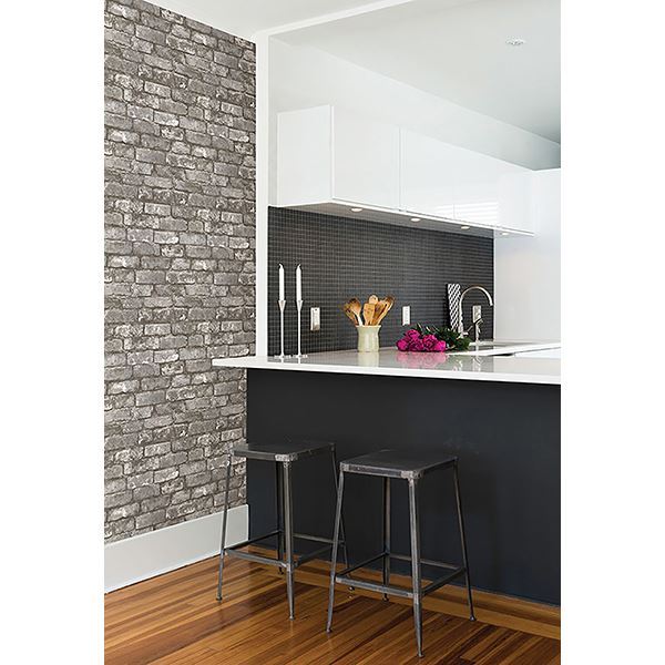 Chelsea Charcoal Brick  | Brewster Wallcovering - The WorkRm