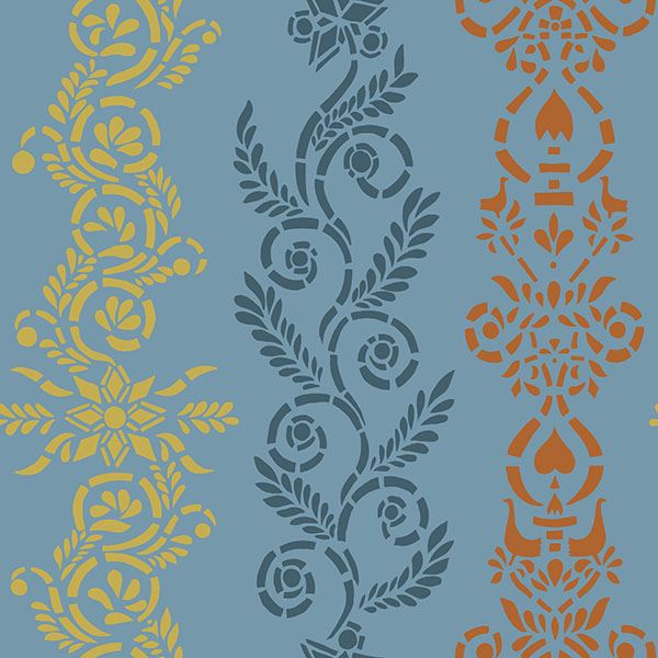 Brewster Wallcovering-Anja Blue Ornate Stripe