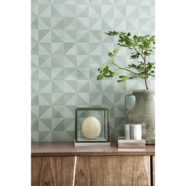 Dabria Green Geometric - Brewster Wallcovering