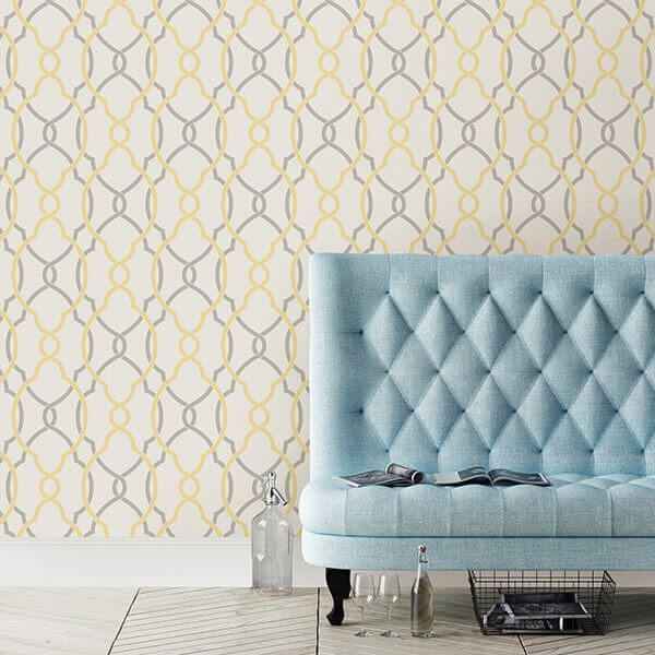 Sausalito Yellow Lattice Wallpaper - York Wallcoverings - 2697-22620 - York Wallcoverings Wallpaper