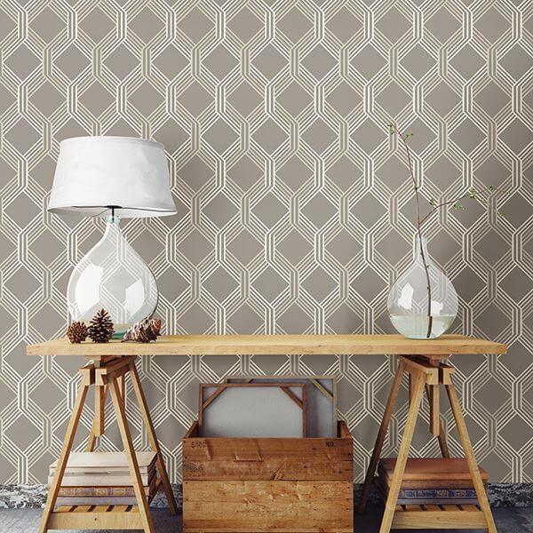 linkage-brown-trellis-wallpaper-york-wallcoverings-2697-78052 - York Wallcoverings Wallpaper