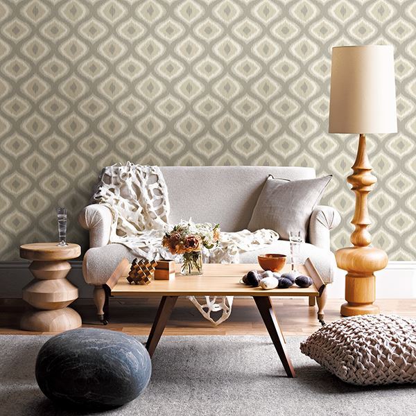 Abra Taupe Ogee - Brewster Wallcovering