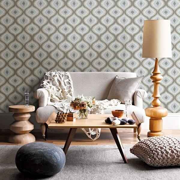 Abra Grey Ogee Wallpaper - York Wallcoverings - 2697-78011 - York Wallcoverings Wallpaper