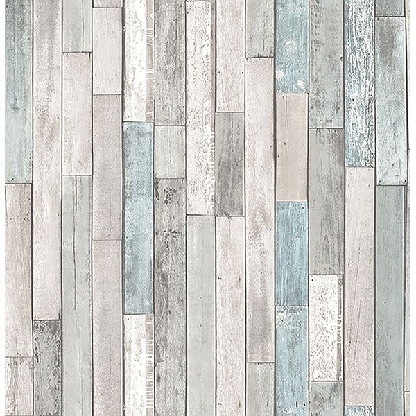 Barn Board Grey Thin Plank Wallpaper - Brewster Wallcovering