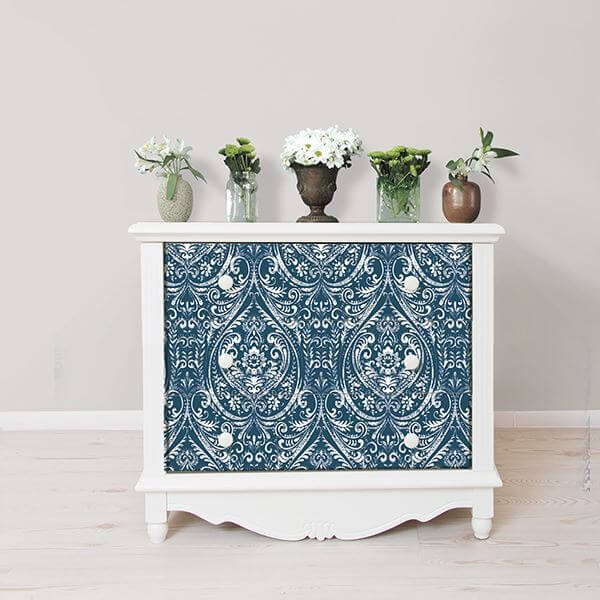 Bohemian Damask Indigo Peel and Stick Wallpaper - York Wallcoverings - NU1689 - York Wallcoverings Wallpaper