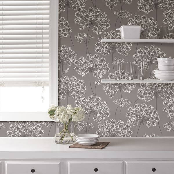 Angelica Grey Peel and Stick Wallpaper - York Wallcoverings - NU1693 - York Wallcoverings Wallpaper