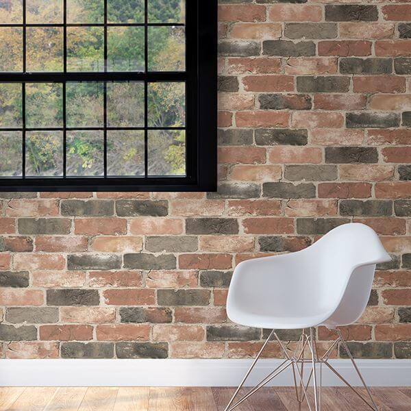 Newport Reclaimed Brick Peel and Stick Wallpaper - York Wallcoverings - NUS2064 - York Wallcoverings Wallpaper