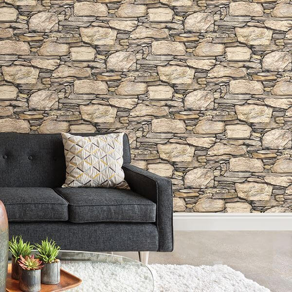 Hadrian Stone Wall Peel and Stick Wallpaper - York Wallcoverings - NUS2065 - York Wallcoverings Wallpaper
