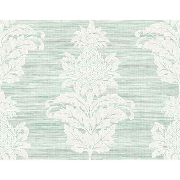 Pineapple Grove Turquoise Damask Wallpaper - York Wallcoverings - PS40704 - York Wallcoverings Wallpaper