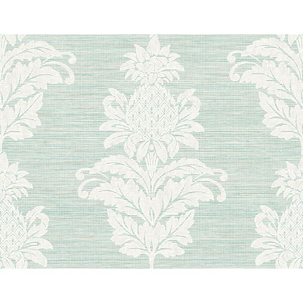 pineapple-grove-turquoise-damask-wallpaper-york-wallcoverings-ps40704 - York Wallcoverings Papel pintado