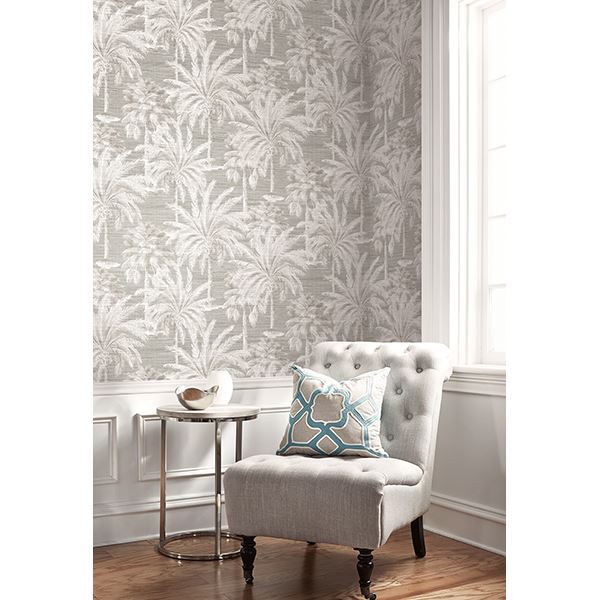 Dream Of Palm Trees Grey Texture Wallpaper  | Brewster Wallcovering - The WorkRm