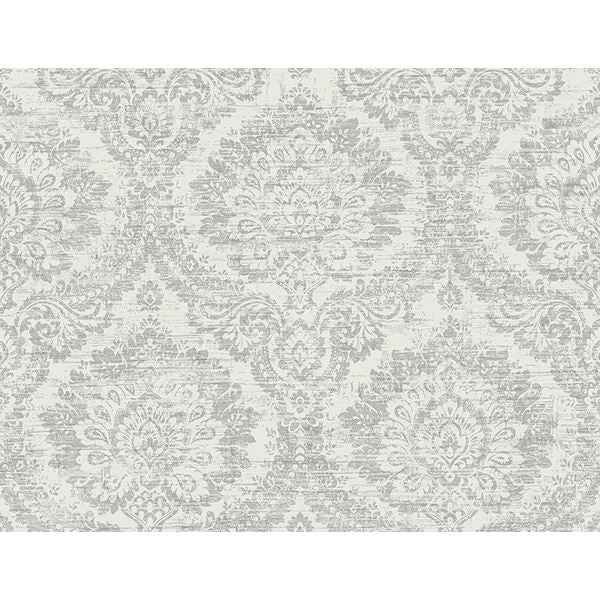 Kauai Grey Damask Wallpaper - York Wallcoverings - PS41908 - York Wallcoverings Wallpaper
