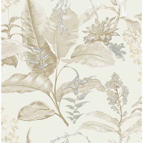 Maui Beige Botanical Wallpaper - York Wallcoverings - PS41805 - York Wallcoverings Wallpaper