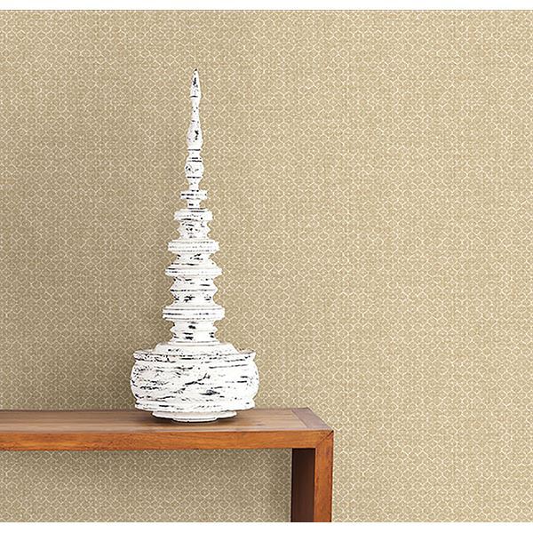 Hip Beige Ogee Wallpaper - Brewster Wallcovering