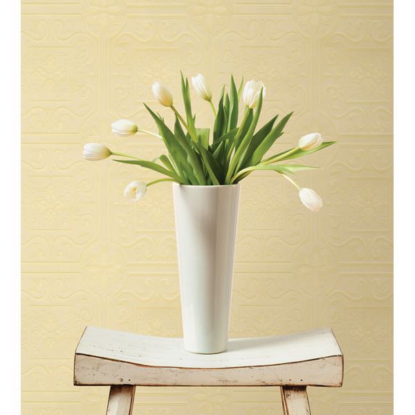 Talavera White Flower Tile Paintable Wallpaper  | Brewster Wallcovering