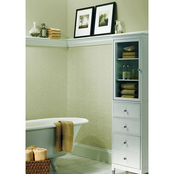 talavera-white-flower-tile-paintable-wallpaper-york-wallcoverings-2704-59001 - York Wallcoverings Papel pintado