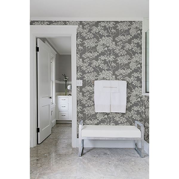 Paix Charcoal Trees Wallpaper  | Brewster Wallcovering - The WorkRm