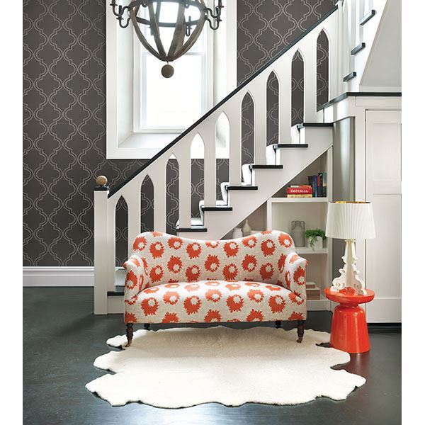 Tetra Charcoal Quatrefoil Wallpaper  | Brewster Wallcovering - The WorkRm