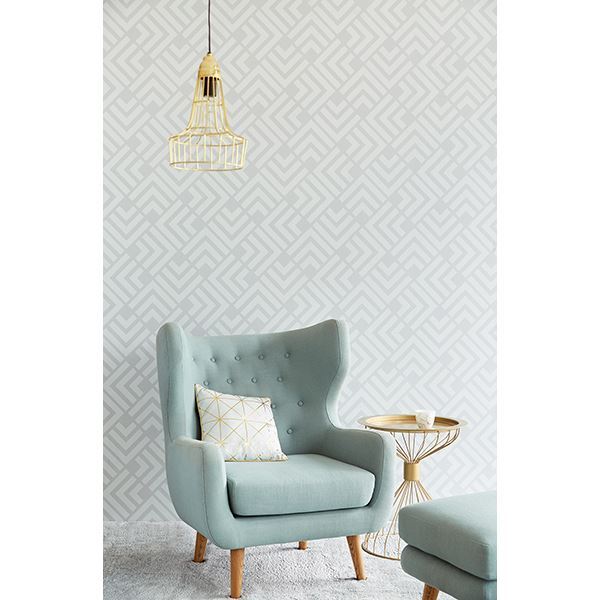 Zig Grey Geometric Wallpaper - Brewster Wallcovering