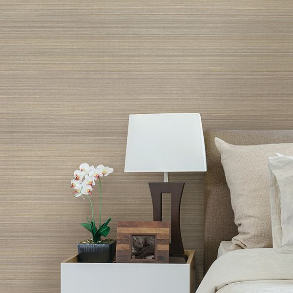 Fernie Brown Challis Silk Wallpaper - Brewster Wallcovering