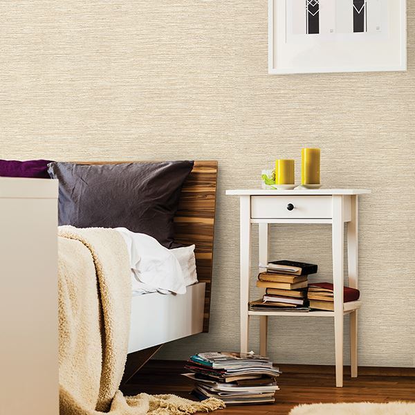 Jerrie Taupe Grass Slub Wallpaper - Brewster Wallcovering