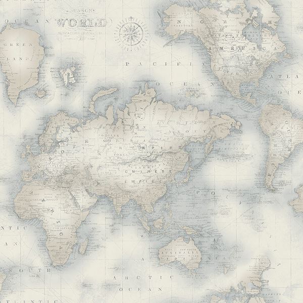 Picture of Mercator Blue World Map Wallpaper