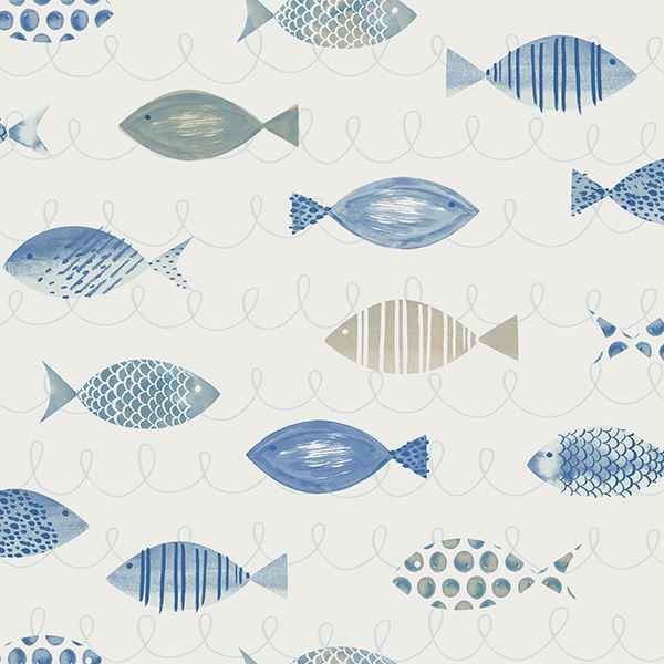 Key West Blue Fish Wallpaper - York Wallcoverings - 3113-12043