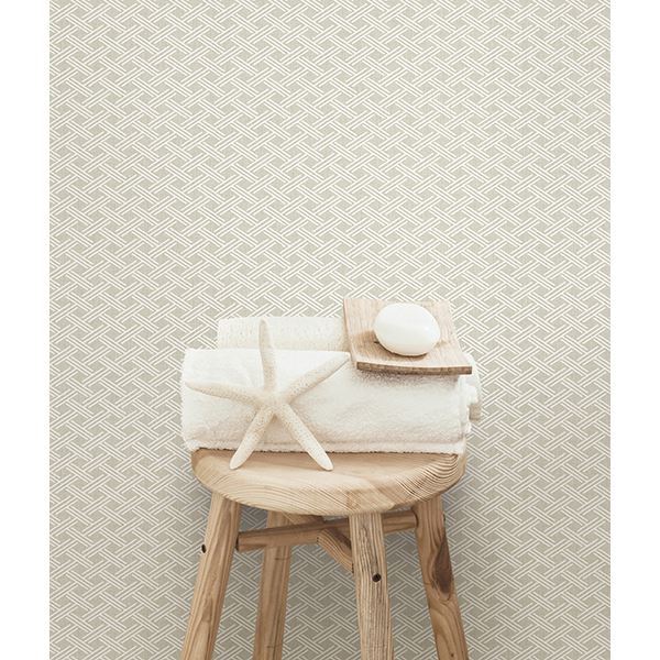 Sweetgrass Grey Trellis Wallpaper - Brewster Wallcovering