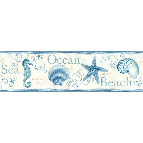 Island Bay Blue Seashells Wallpaper - York Wallcoverings - 3113-53561B - York Wallcoverings Wallpaper