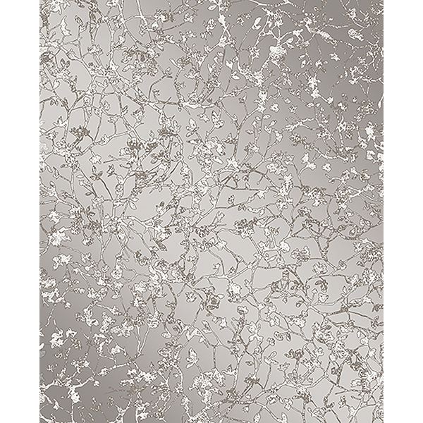 Brewster Wallcovering-Palatine Grey Leaves Wallpaper