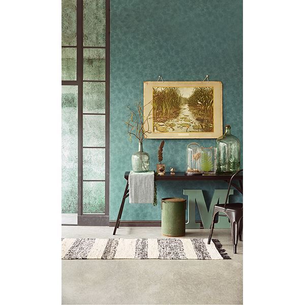 Holstein Teal Faux Leather Wallpaper - Brewster Wallcovering