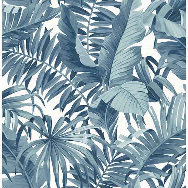 Alfresco Navy Palm Leaf Wallpaper - York Wallcoverings - 2744-24133