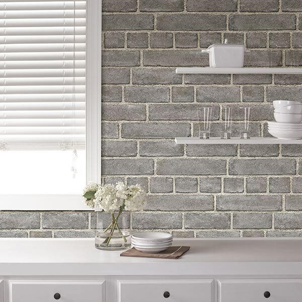 Grey Brick Facade Peel and Stick Wallpaper - York Wallcoverings - NU2236 - York Wallcoverings Wallpaper