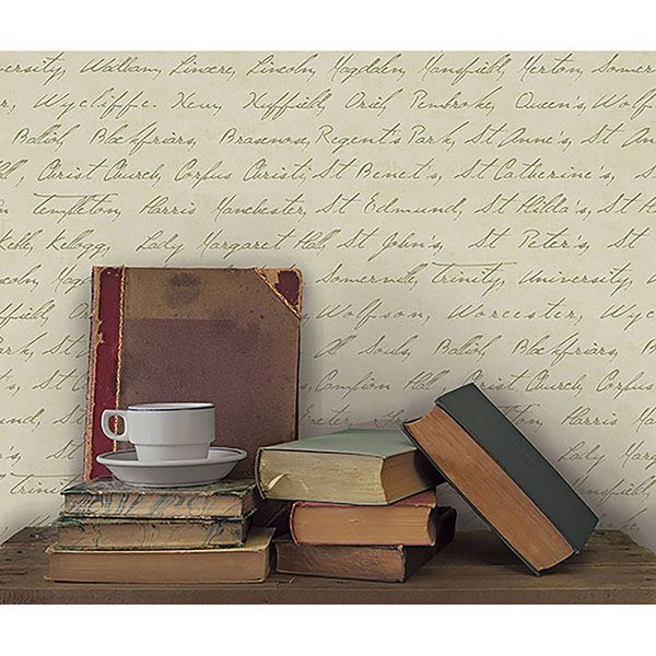 Emeritus Gold Calligraphy Wallpaper - Brewster Wallcovering